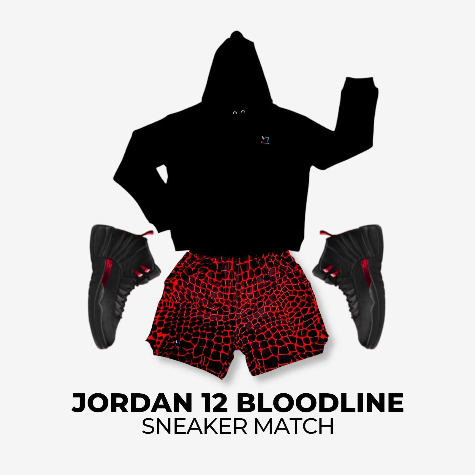 Jordan 12 Bloodline x Bred Zombie Sneaker Match – TRAPN™ Shorts