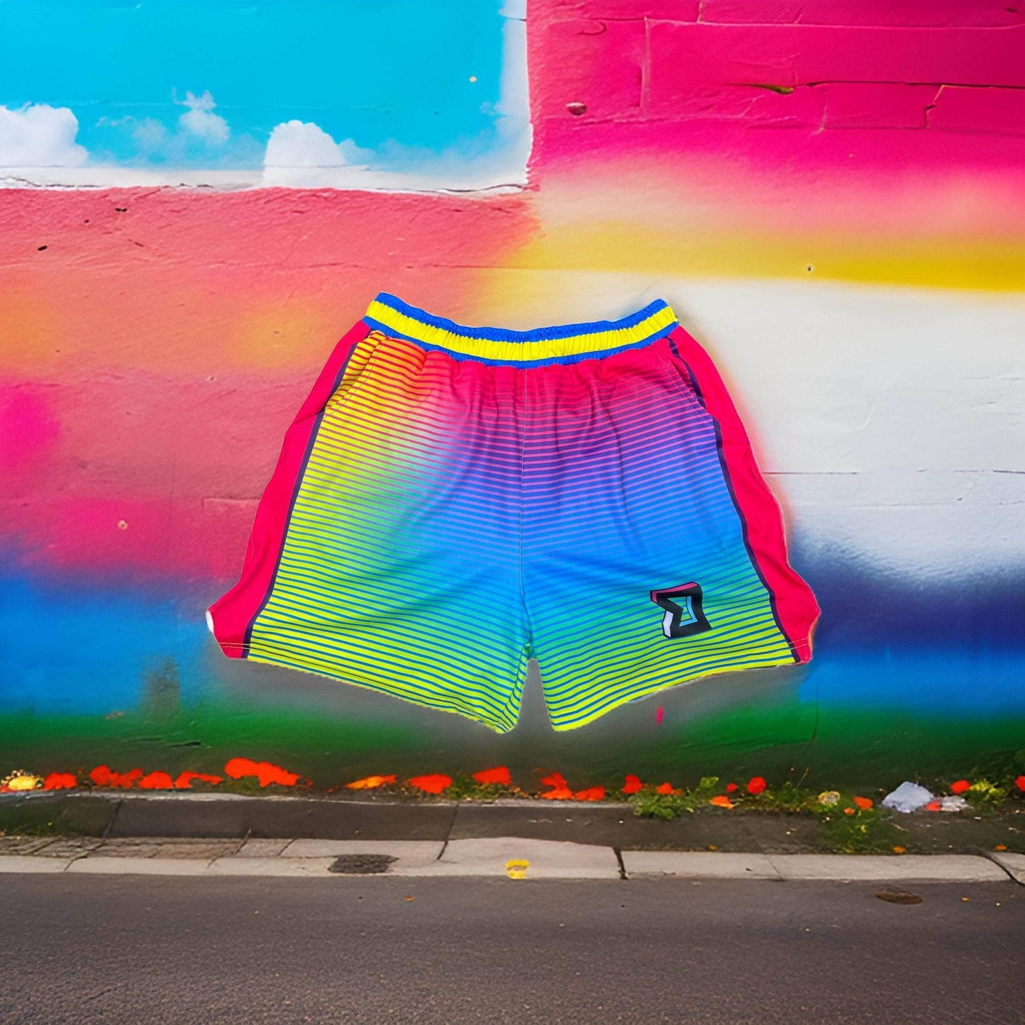 LAS3RTAG Dry-Fit Shorts | Retro Energy, Modern Performance ⚡🌈 - Trap'n Shorts