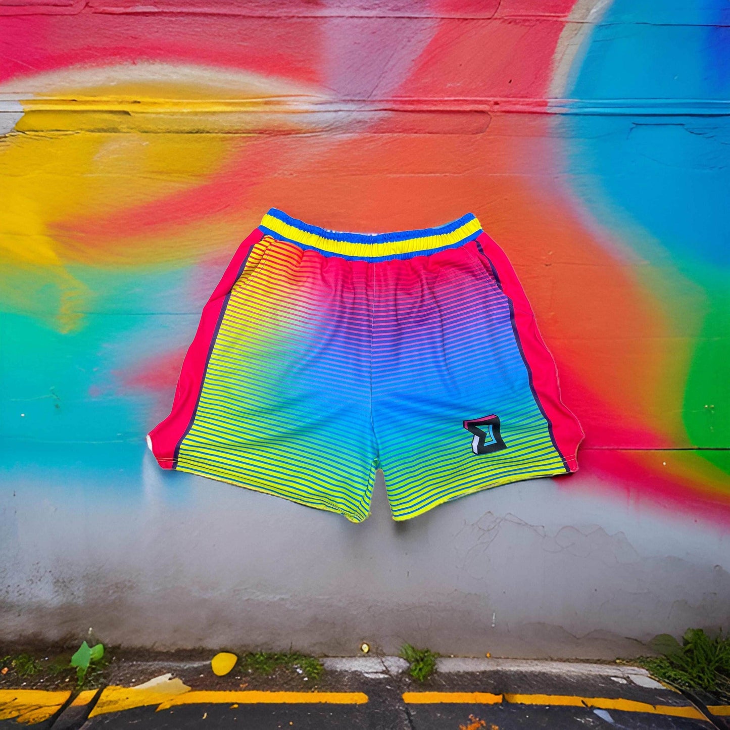 LAS3RTAG Dry-Fit Shorts | Retro Energy, Modern Performance ⚡🌈 - Trap'n Shorts