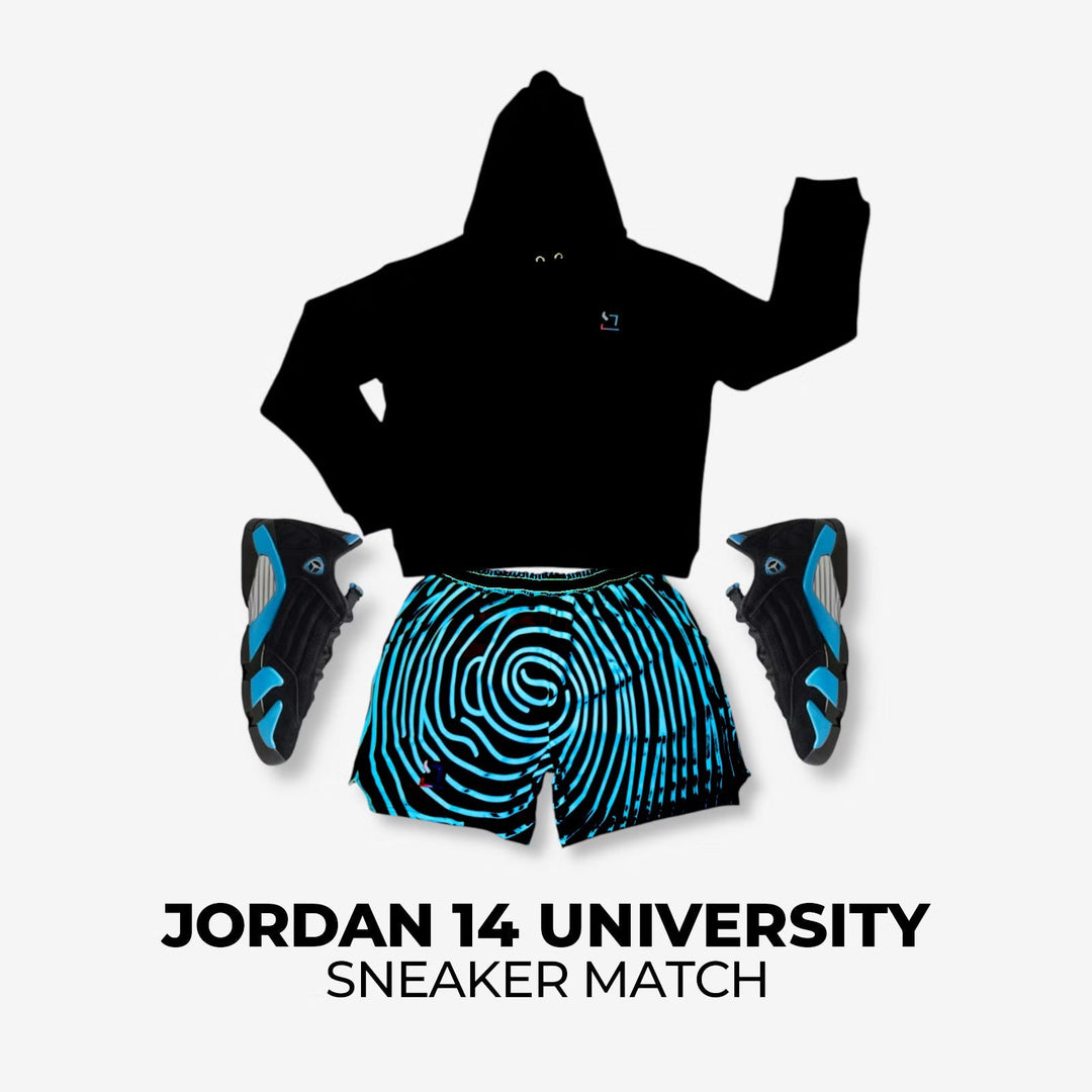 Jordan 14 University x PR1NTd Sneaker Match
