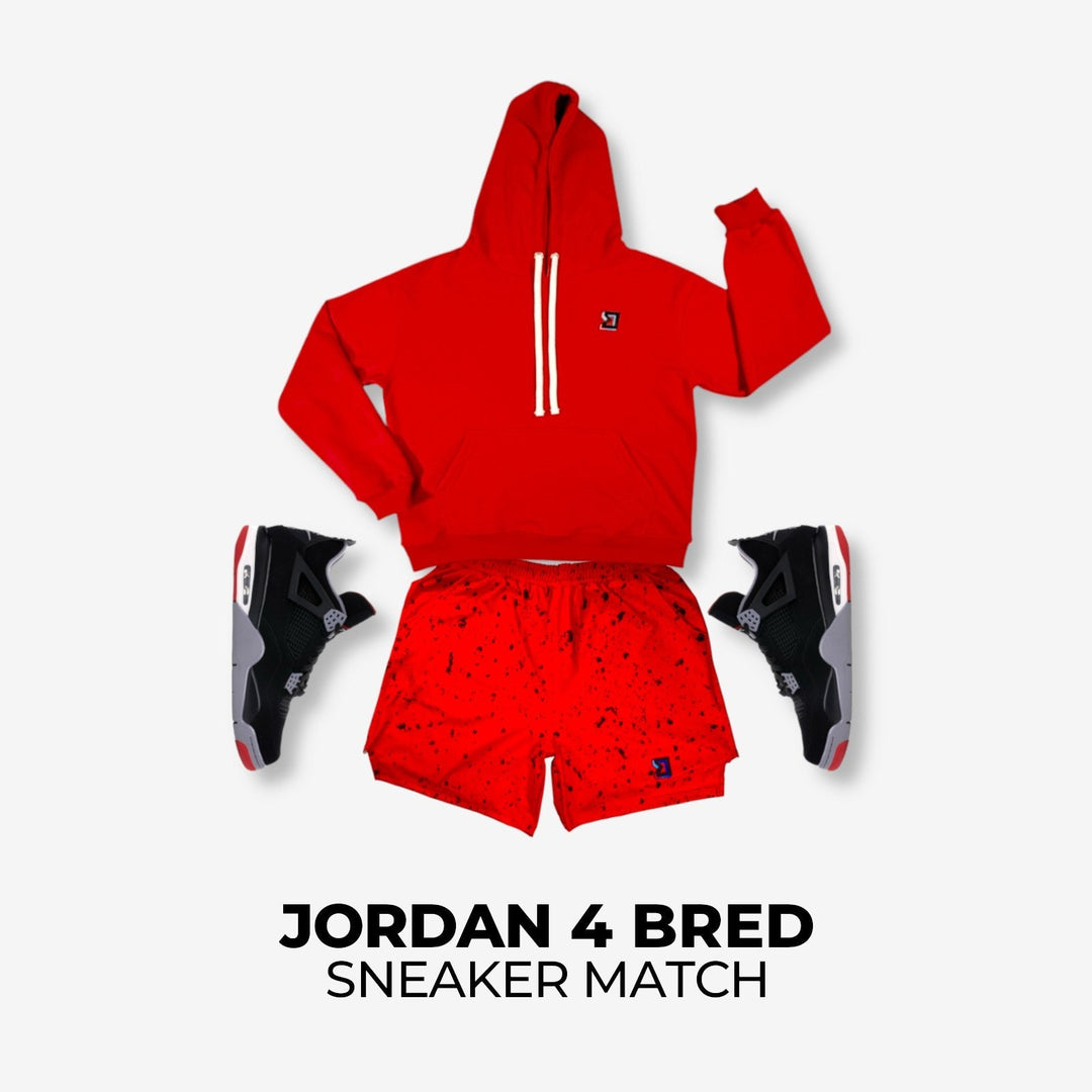Jordan 4 BRED x Red Speckle Sneaker Match