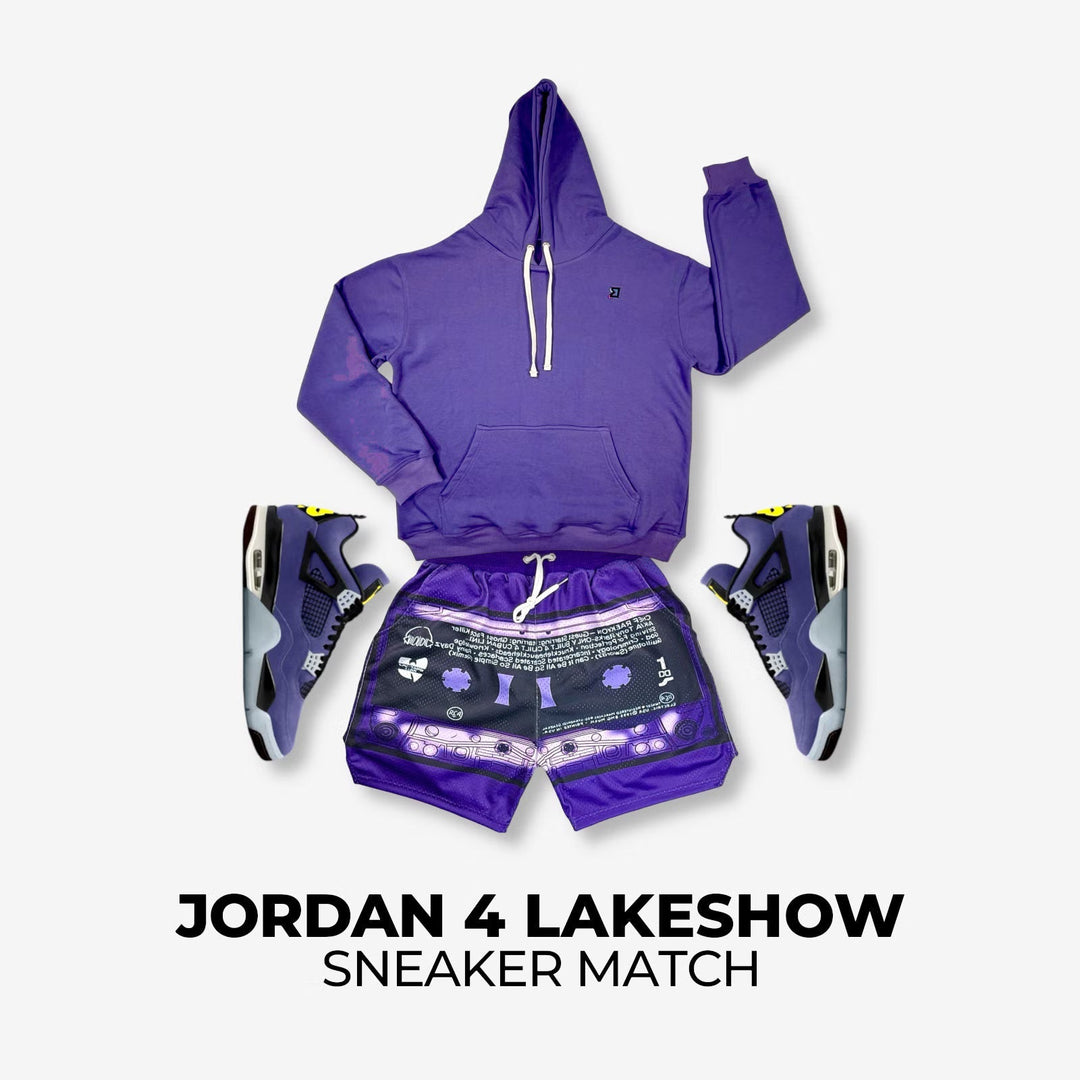 Jordan 4 Lakeshow x Purple Tape Sneaker Match