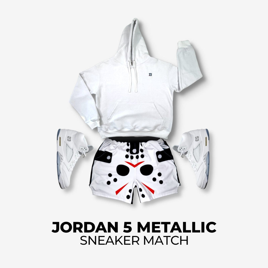 Jordan 5 White Metallic x Jason Mask Sneaker Match