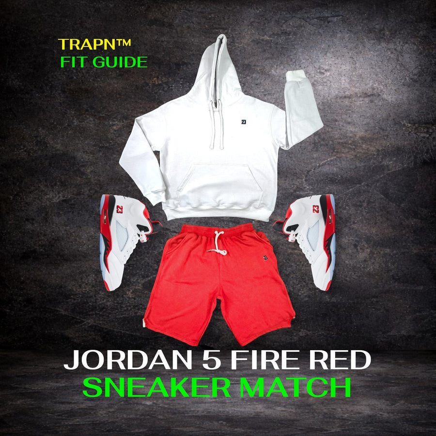 Jordan 5 Fire Red x TRAPN™ Loopback Joggers Sneaker Match
