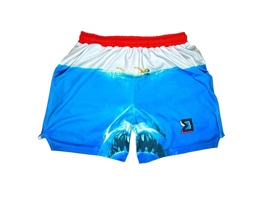 JAWz Dry-Fit Shorts – Red, White & Blue 🦈🇺🇸 - Trap'n Shorts