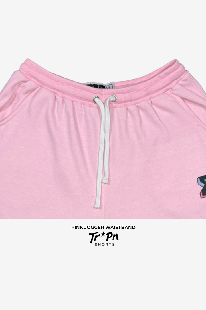 Pink Loopback Terry Jogger Shorts — Premium Materials