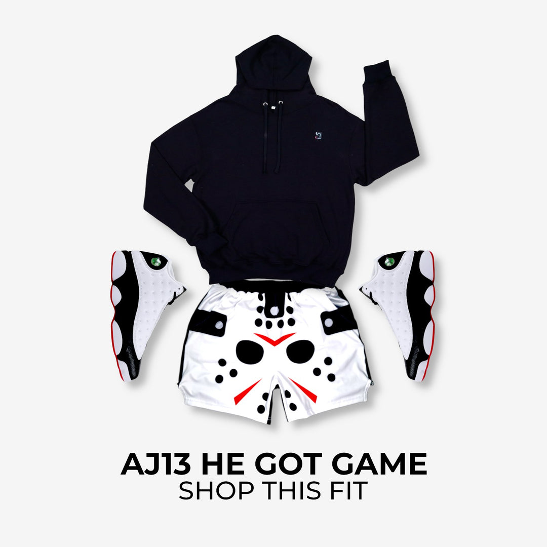 Jason Mask White and Black Basketball Shorts — Dry Fit