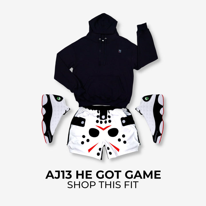Jason Mask White and Black Basketball Shorts — Dry Fit