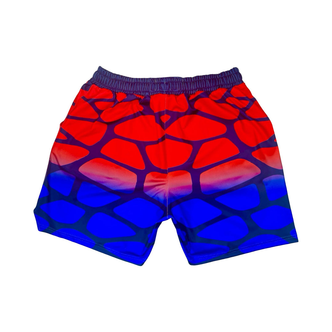Red and blue cobblestone pattern smooth dry fit shorts