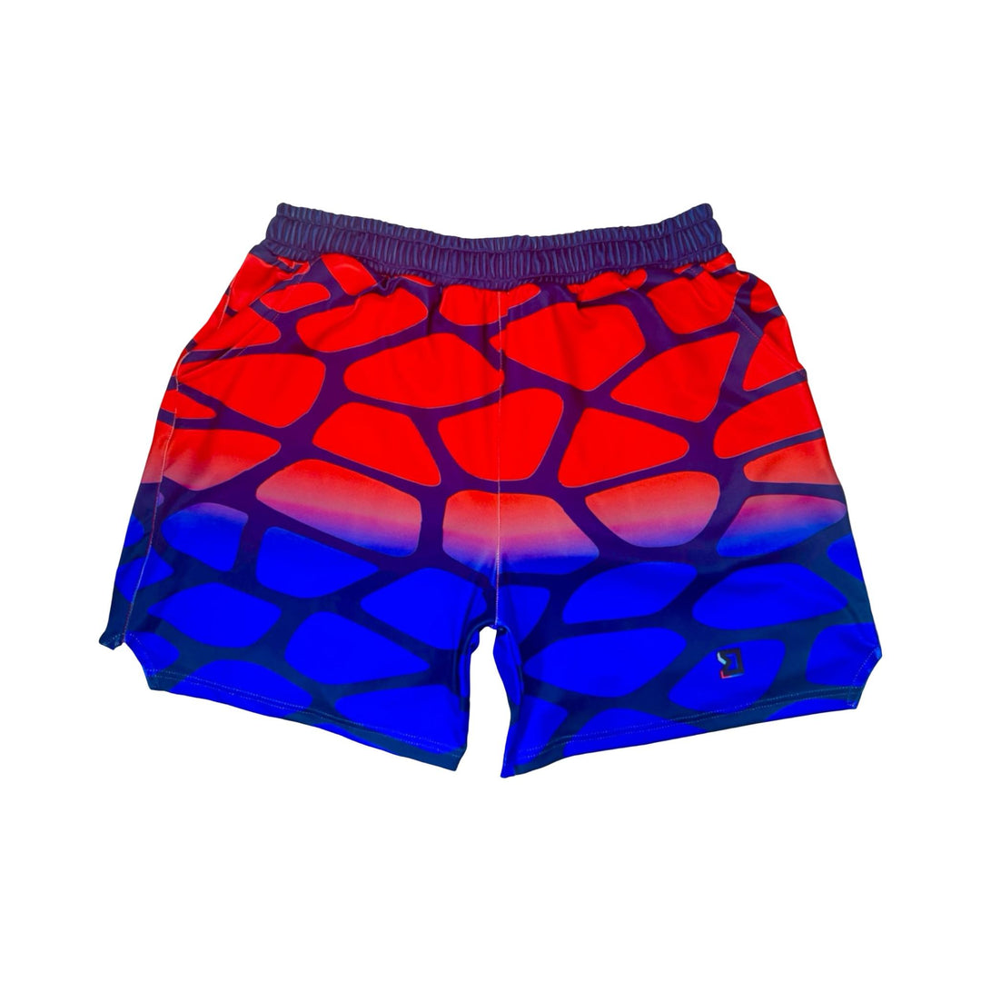Red and blue cobblestone pattern smooth dry fit shorts