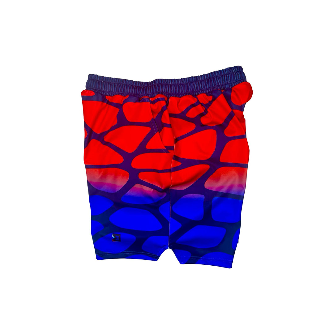 Red and blue cobblestone pattern smooth dry fit shorts