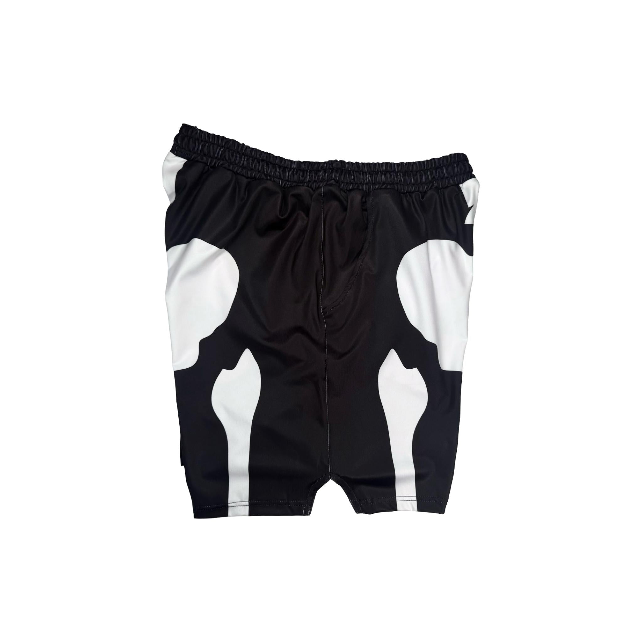 Black soft dry fit basketball shorts with skeleton graphic with deep pockets