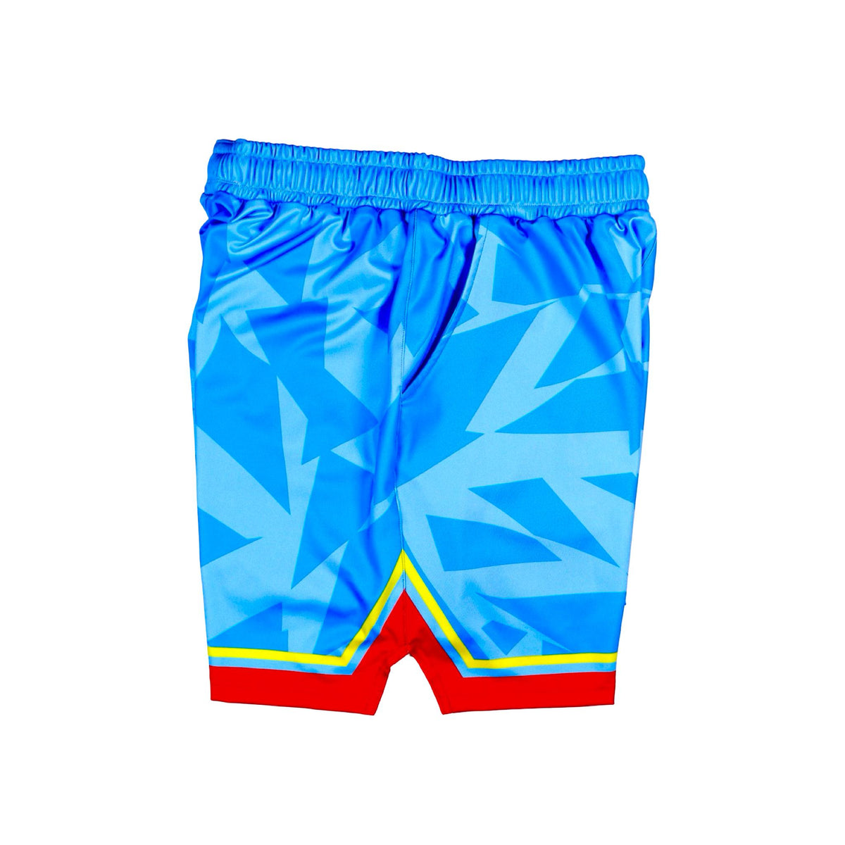Lightweight sky blue basketball shorts with dynamic pattern and 2 inch waistband for performance and everyday wear