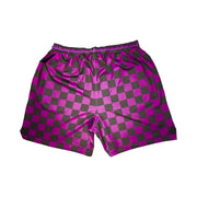 Purple and black checkered smooth dry fit shorts