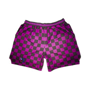 Purple and black checkered smooth dry fit shorts