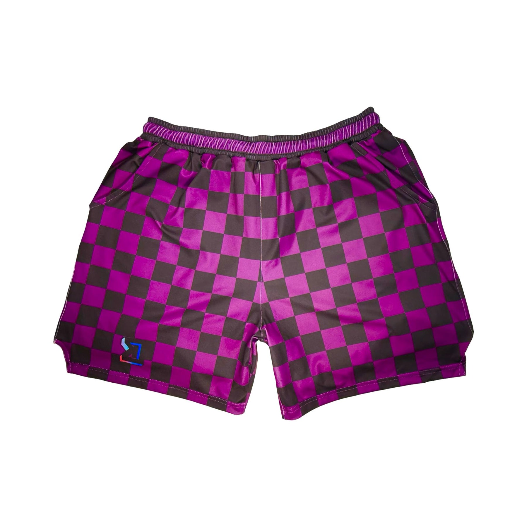 Purple and black checkered smooth dry fit shorts