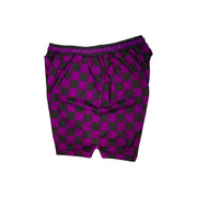 Purple and black checkered smooth dry fit shorts