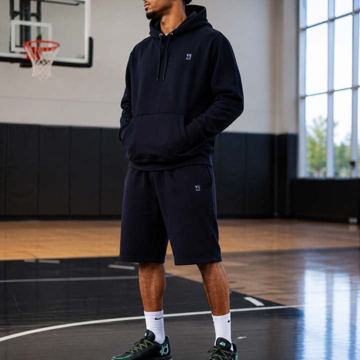 Black Loopback Terry Jogger Shorts — Premium Cotton