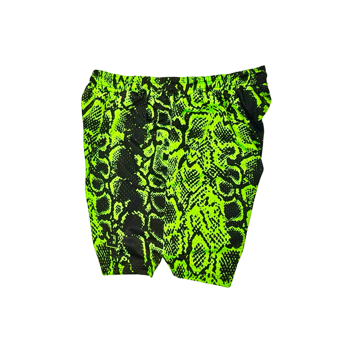 Green Mamba | Black & Green Snake Pattern Mesh Basketball Shorts Trap'n Shorts