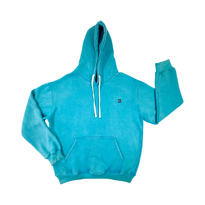 Smurf Blue Fleece Lined Acid Wash Hoodie
