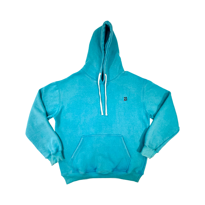 Smurf Blue Fleece Lined Acid Wash Hoodie