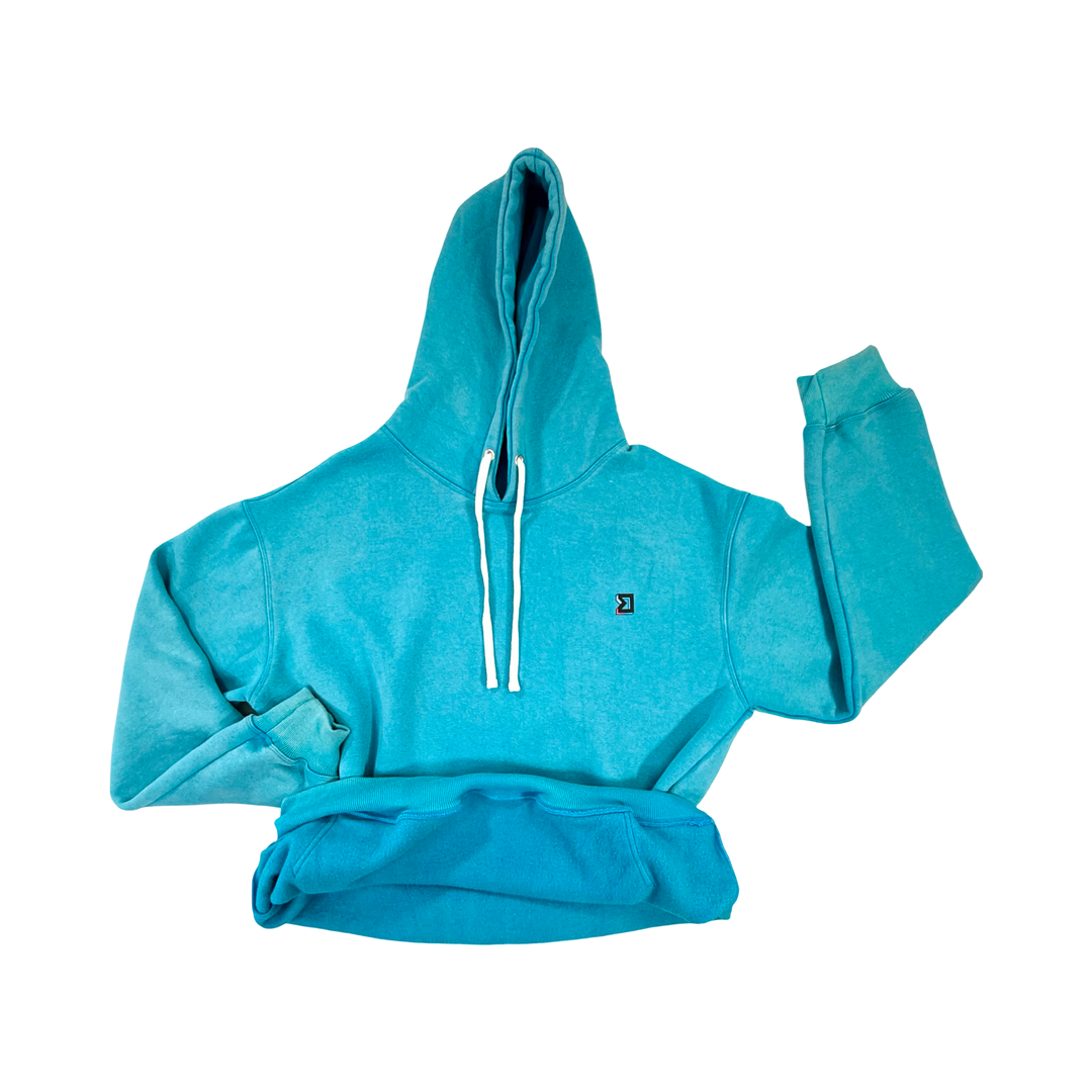 Smurf Blue Fleece Lined Acid Wash Hoodie