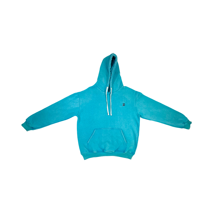Smurf Blue Fleece Lined Acid Wash Hoodie