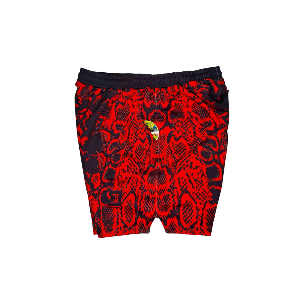RED MAMBA | Red & Black Snake Pattern Mesh Basketball Shorts Trap'n Shorts