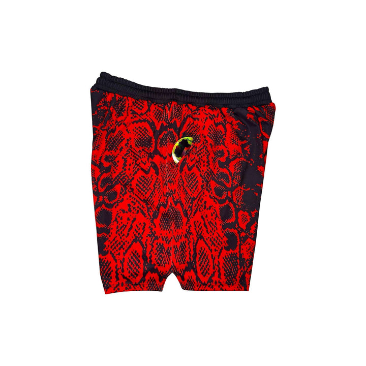 RED MAMBA | Red & Black Snake Pattern Mesh Basketball Shorts Trap'n Shorts