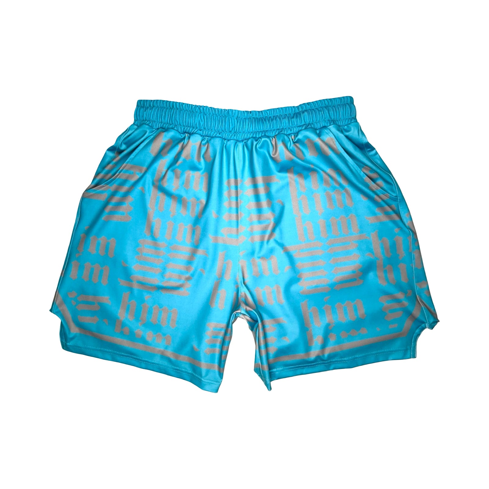 HiM Aqua and Silver Basketball Shorts — Ja Morant 3 Metallic Silver Sneaker Match