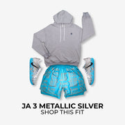 HiM Aqua and Silver Basketball Shorts — Ja Morant 3 Metallic Silver Sneaker Match