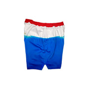 Blue soft dry-fit red white ad blue shorts with shark design and red waistband