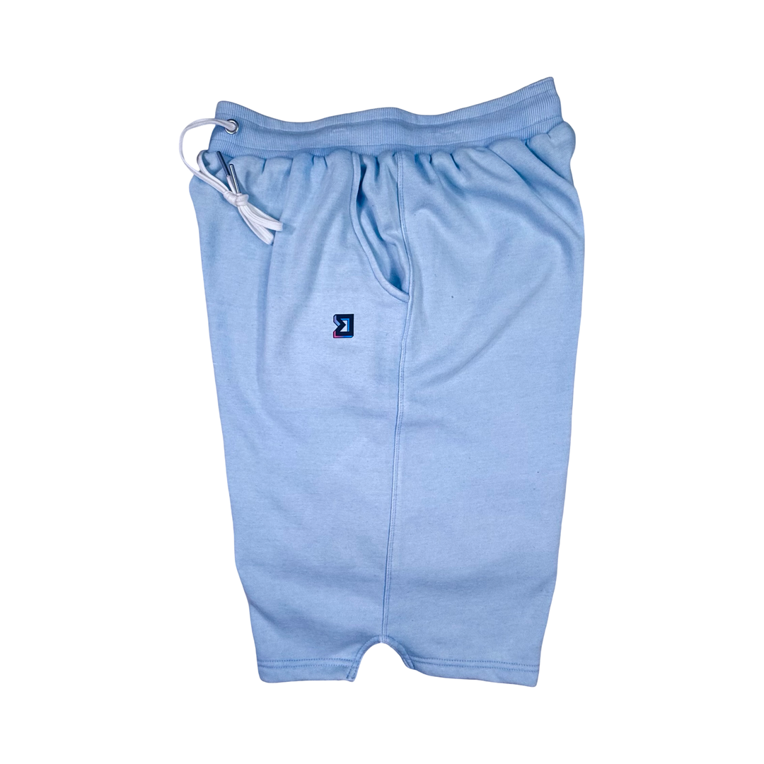 Sky Blue Loopback Terry Jogger Shorts — Premium Cotton