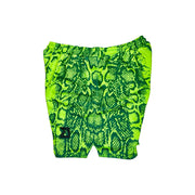 Neon green mesh basketball shorts with snake print