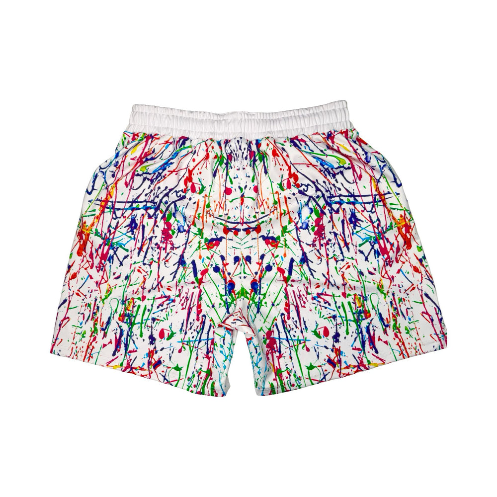 Colorful splatter paint soft dry fit shorts
