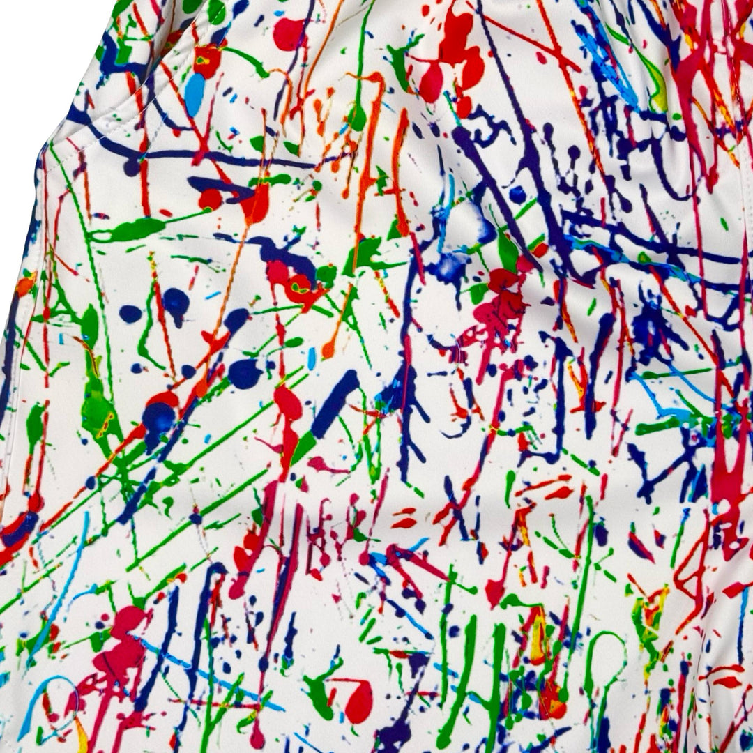 Colorful splatter paint soft dry fit shorts