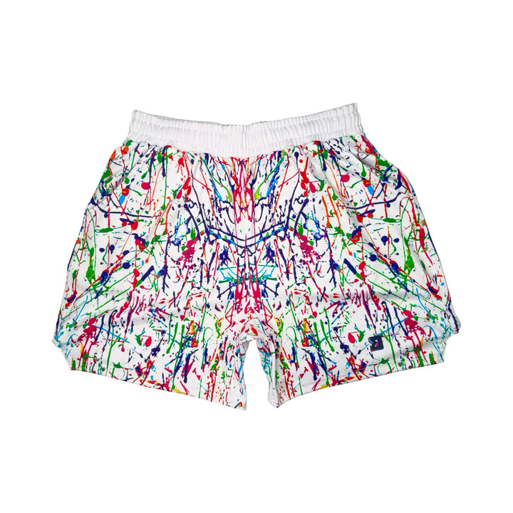 Colorful splatter paint soft dry fit shorts