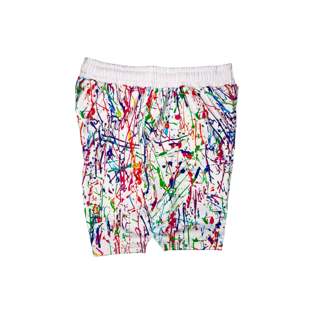 Colorful splatter paint soft dry fit shorts