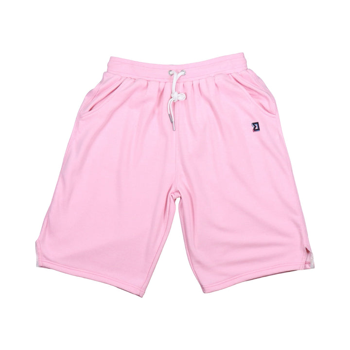 Pink loopback terry jogger shorts