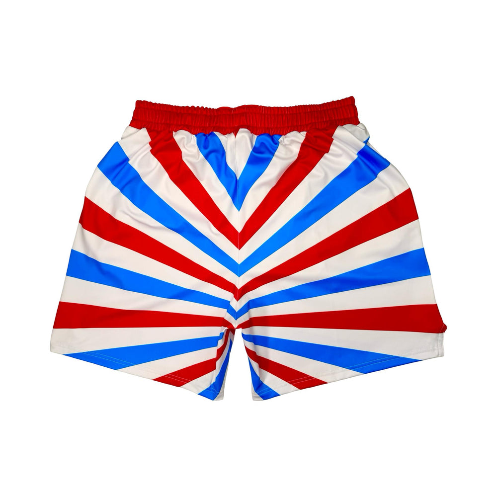 Red, white, and blue striped soft dry fit shorts