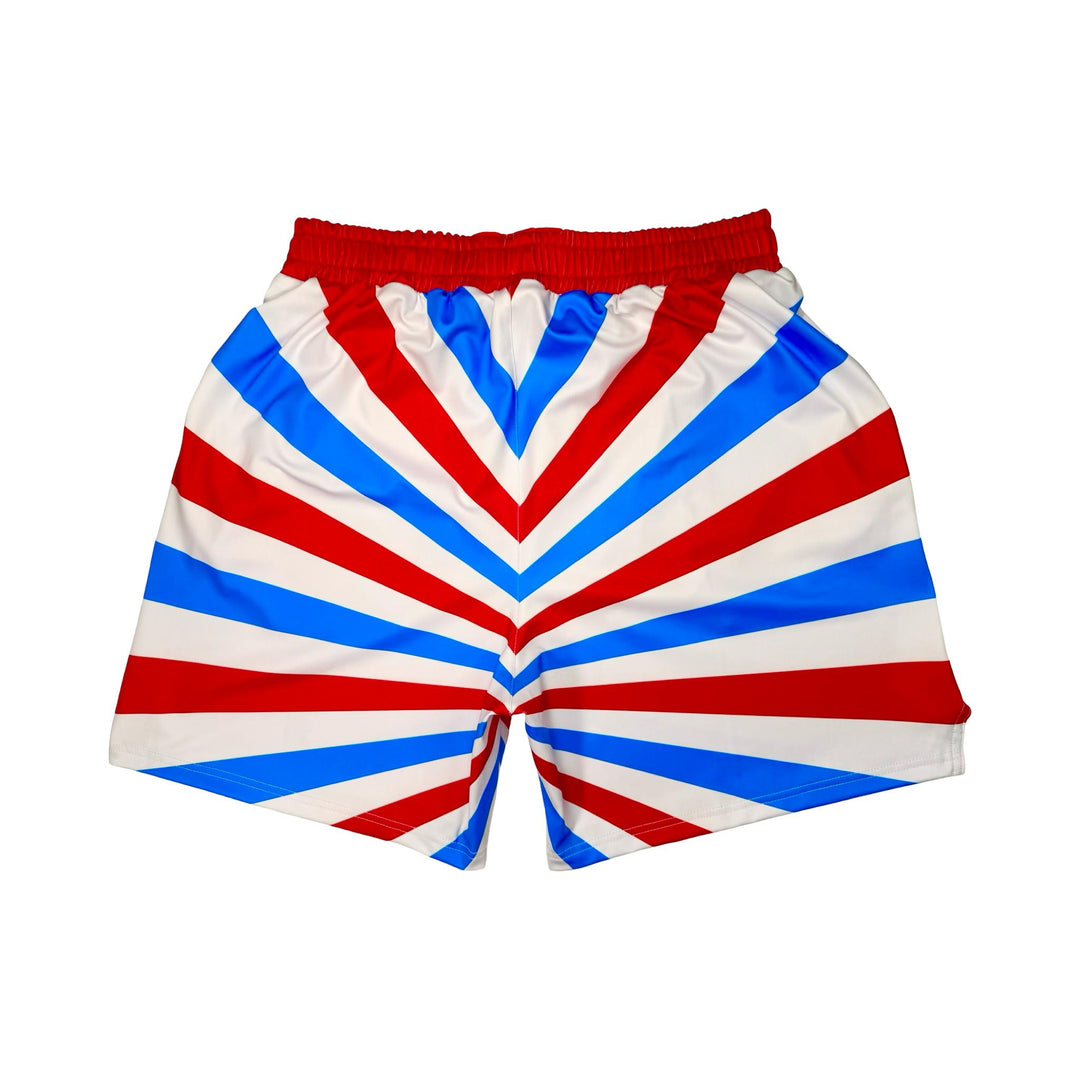 Red, white, and blue striped soft dry fit shorts