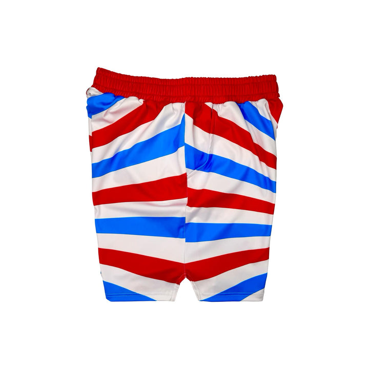 Red, white, and blue striped soft dry fit shorts