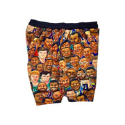 Colorful mesh shorts with MJs rivals players faces from his era