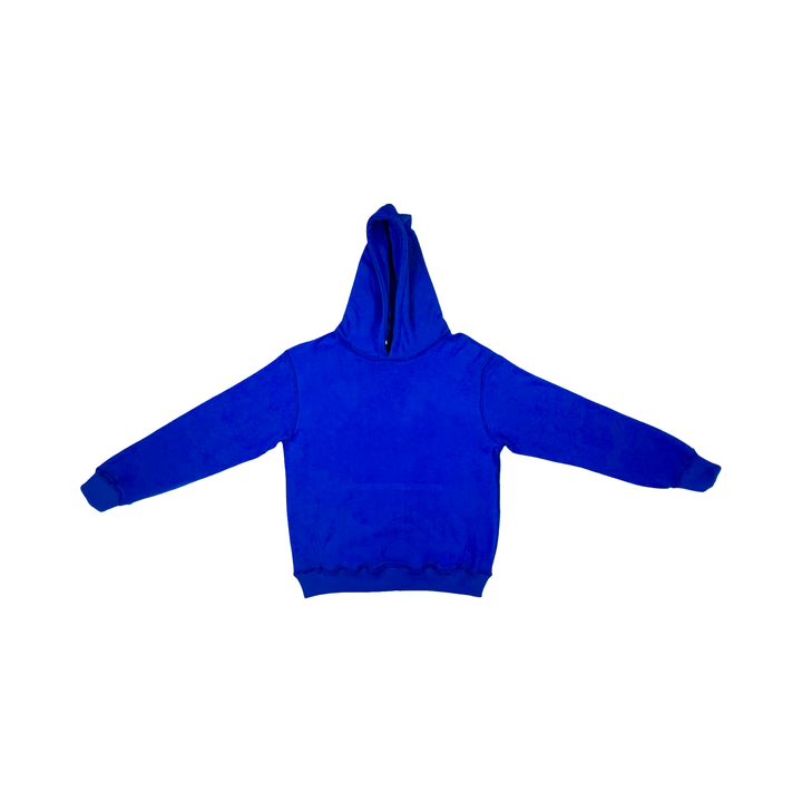 Blue Loopback Terry Hoodie — Premium Materials