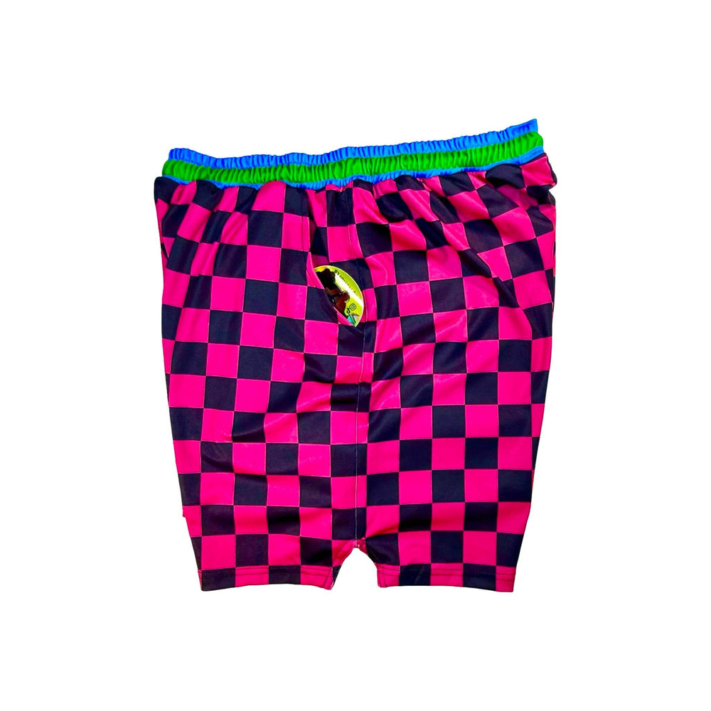 CHECKMATE GO | PINK Water Resistant 4-Way Stretch Dry-Fit Trunks