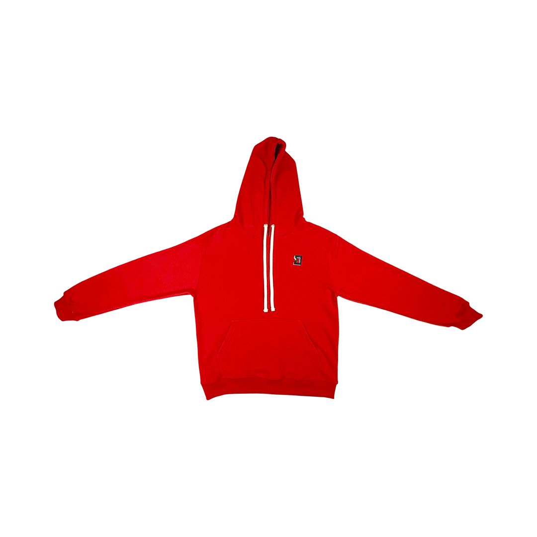 Red Loopback Terry Hoodie — Premium Materials