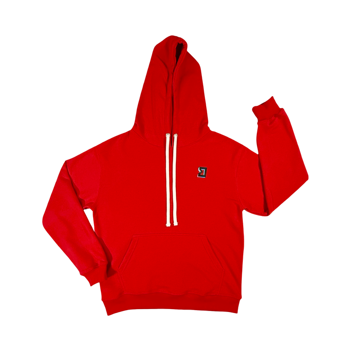 Red Loopback Terry Hoodie — Premium Materials