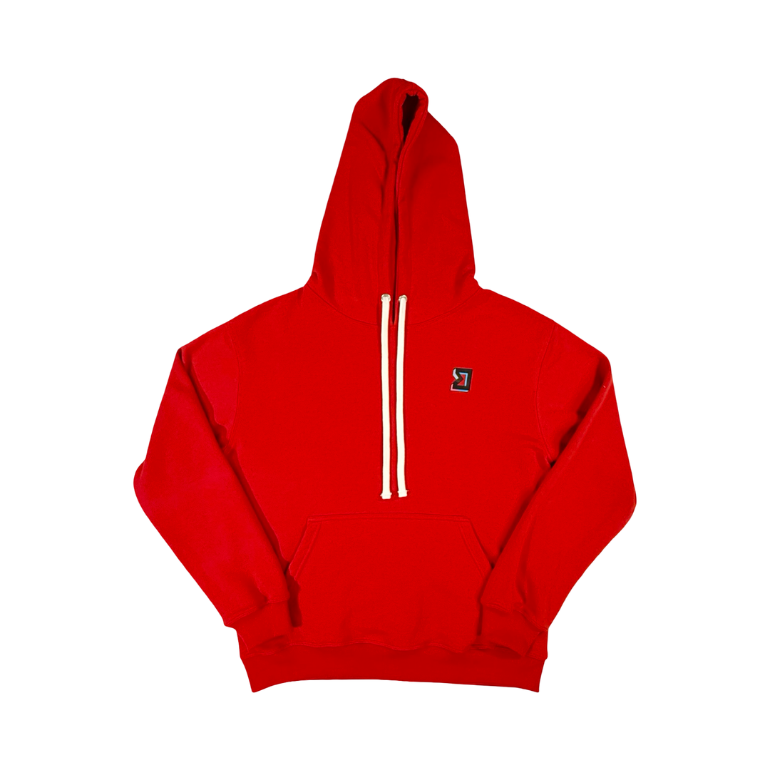 Red Loopback Terry Hoodie — Premium Materials