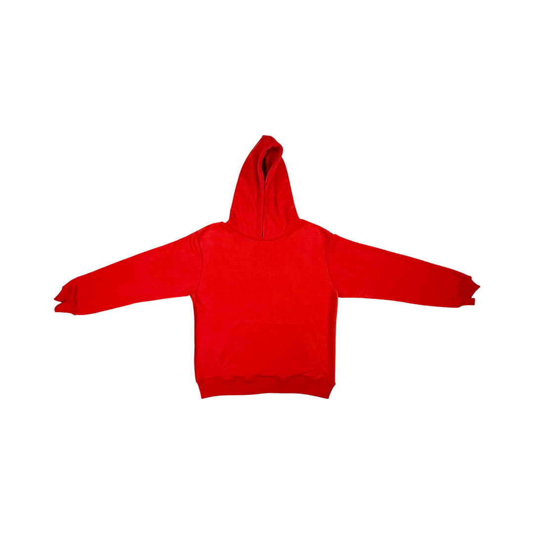Red Loopback Terry Hoodie — Premium Materials