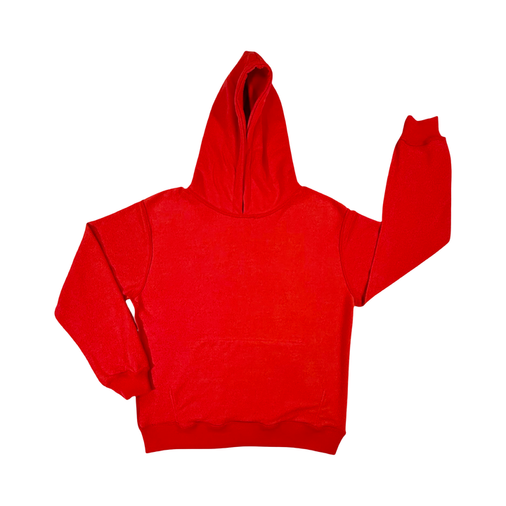 Red Loopback Terry Hoodie — Premium Materials